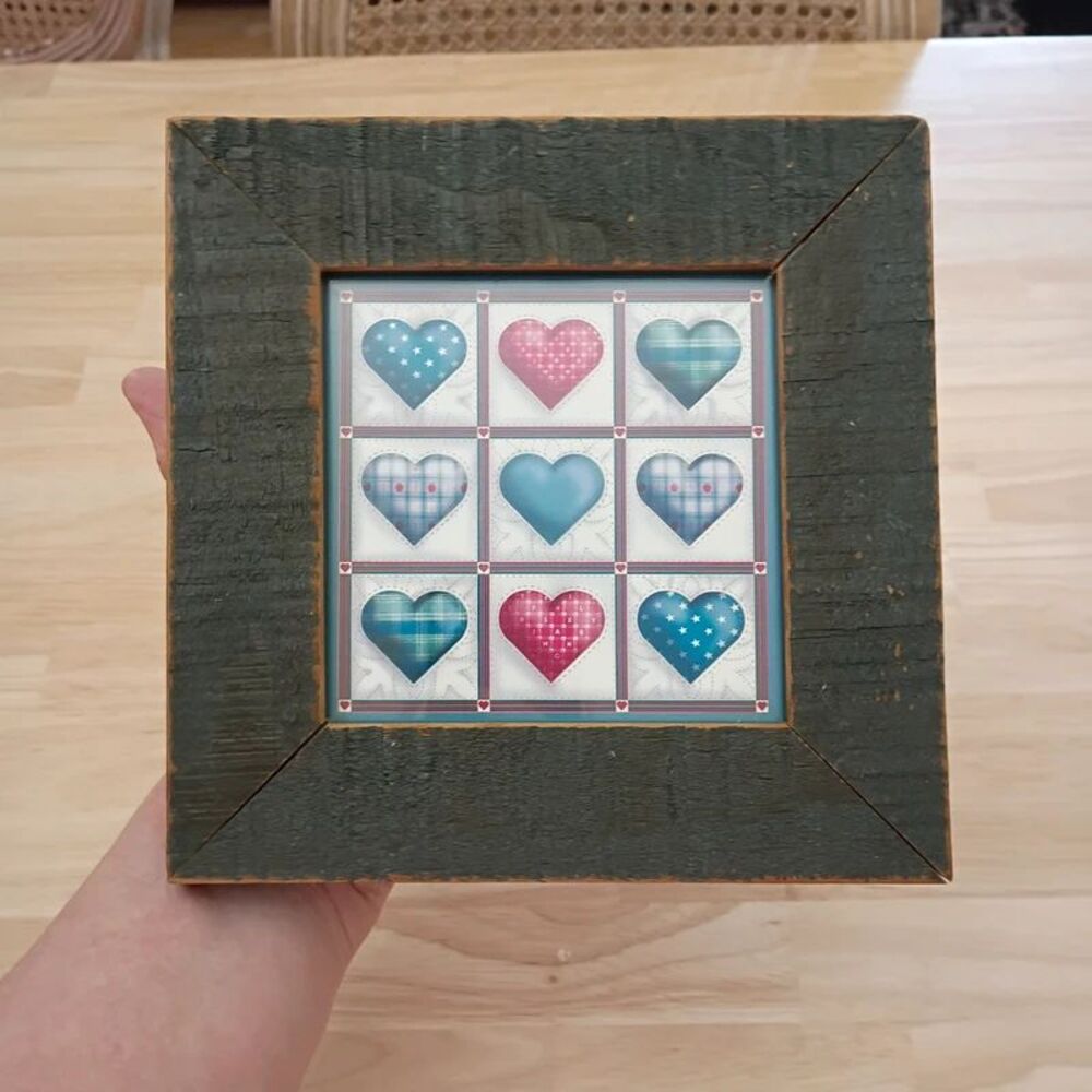 Rustic Farmhouse Country Wood Frame with Hearts Picture